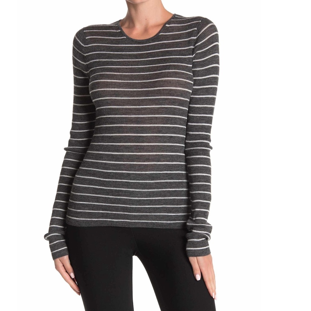 VINCE Striped Ribbed Crew Neck Shirt NWT L